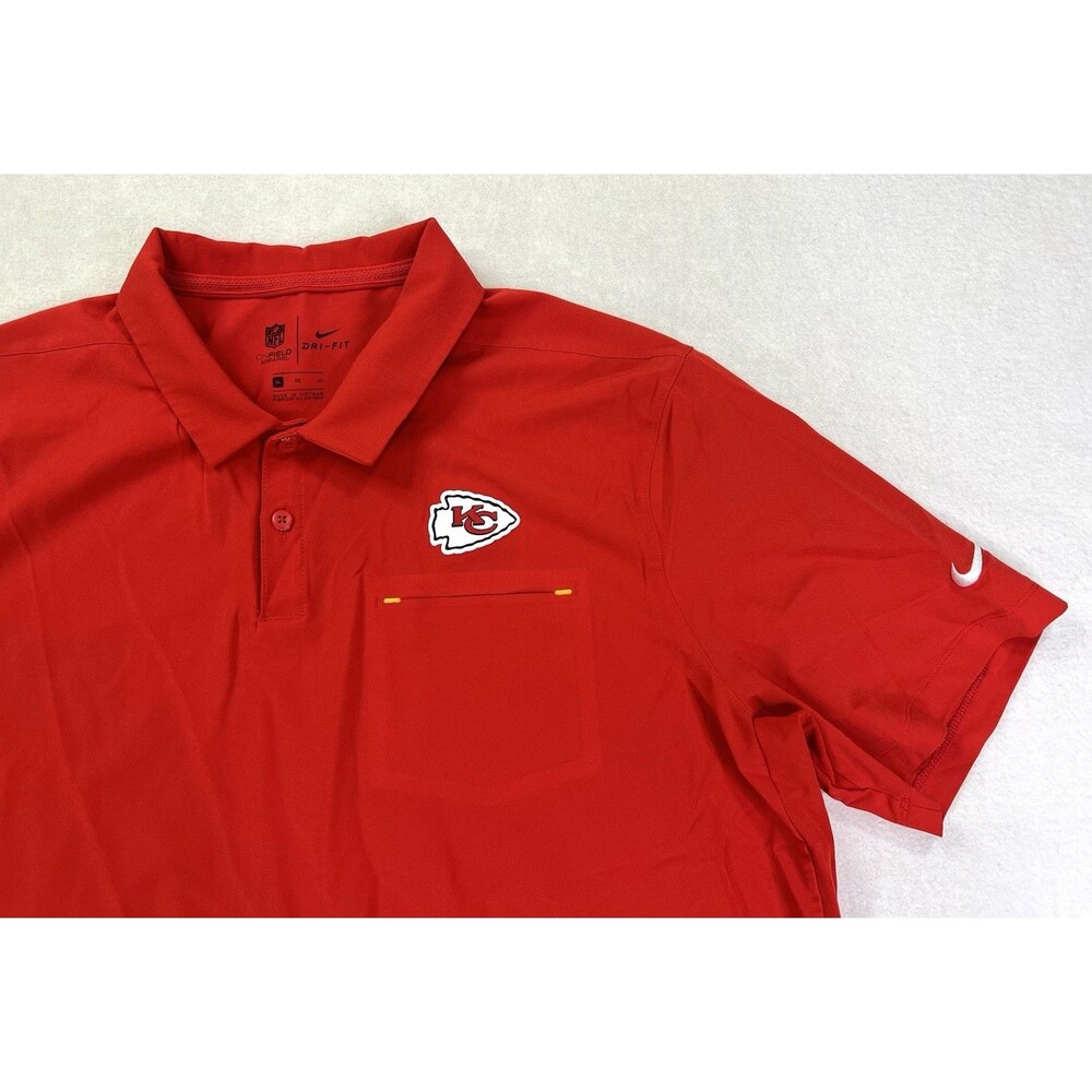 Nike Kansas City Chiefs NFL Dri-Fit Red On-Field Football Polo Shirt Mens XL - Picture 2 of 12
